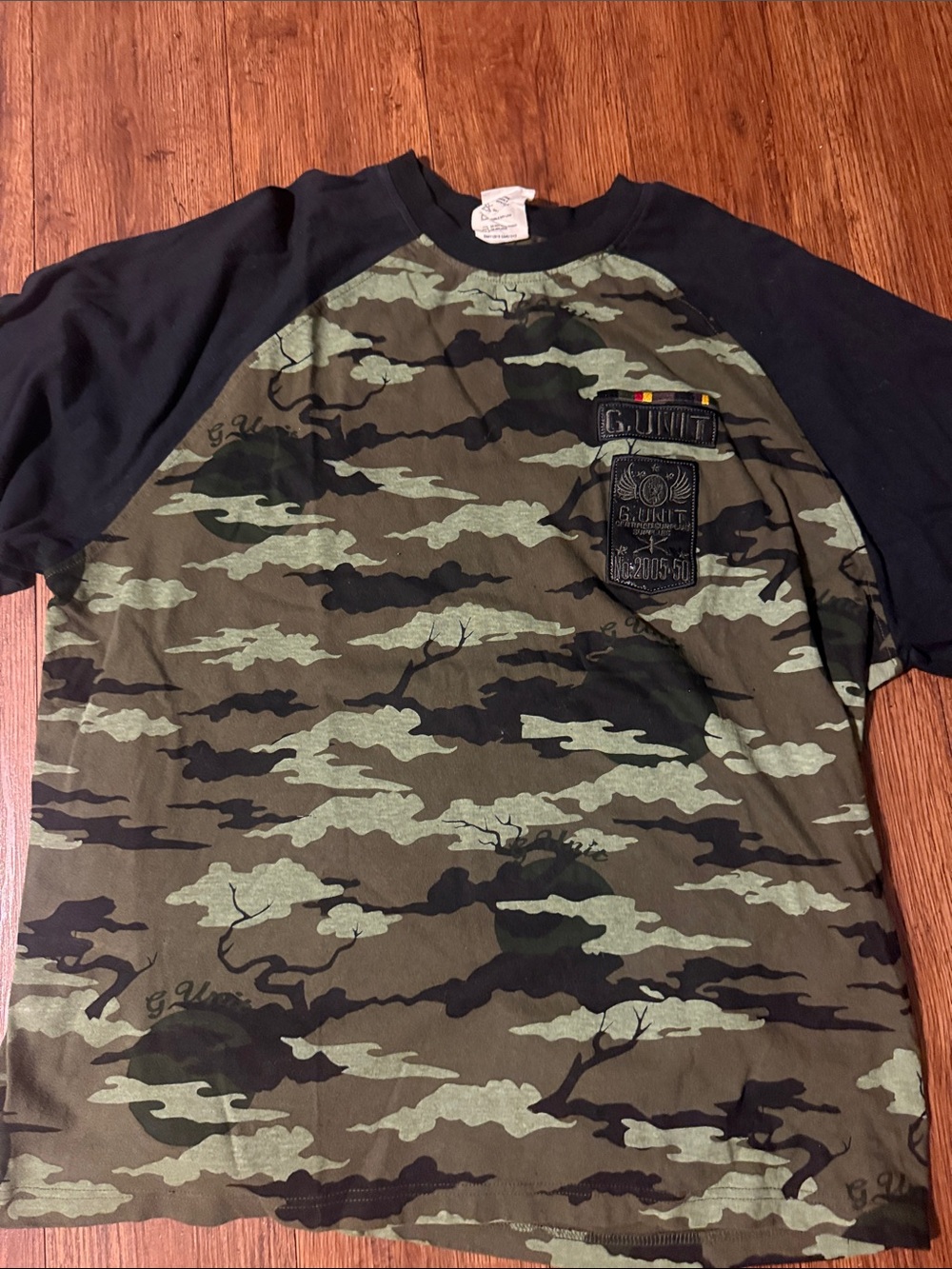 Camouflage Raglan Men's Shirt - Olive & Black